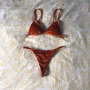 orange velvet bikini